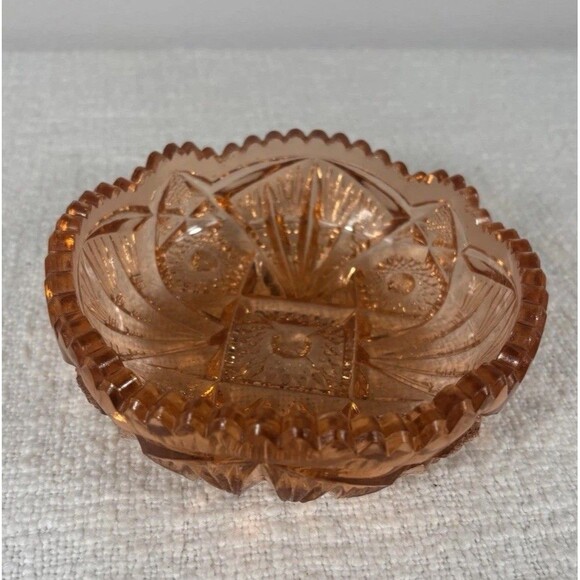 Vintage Pink American Cut Crystal Candy Dish 5 1/2” Fancy Decorative Home Decor - Picture 3 of 5